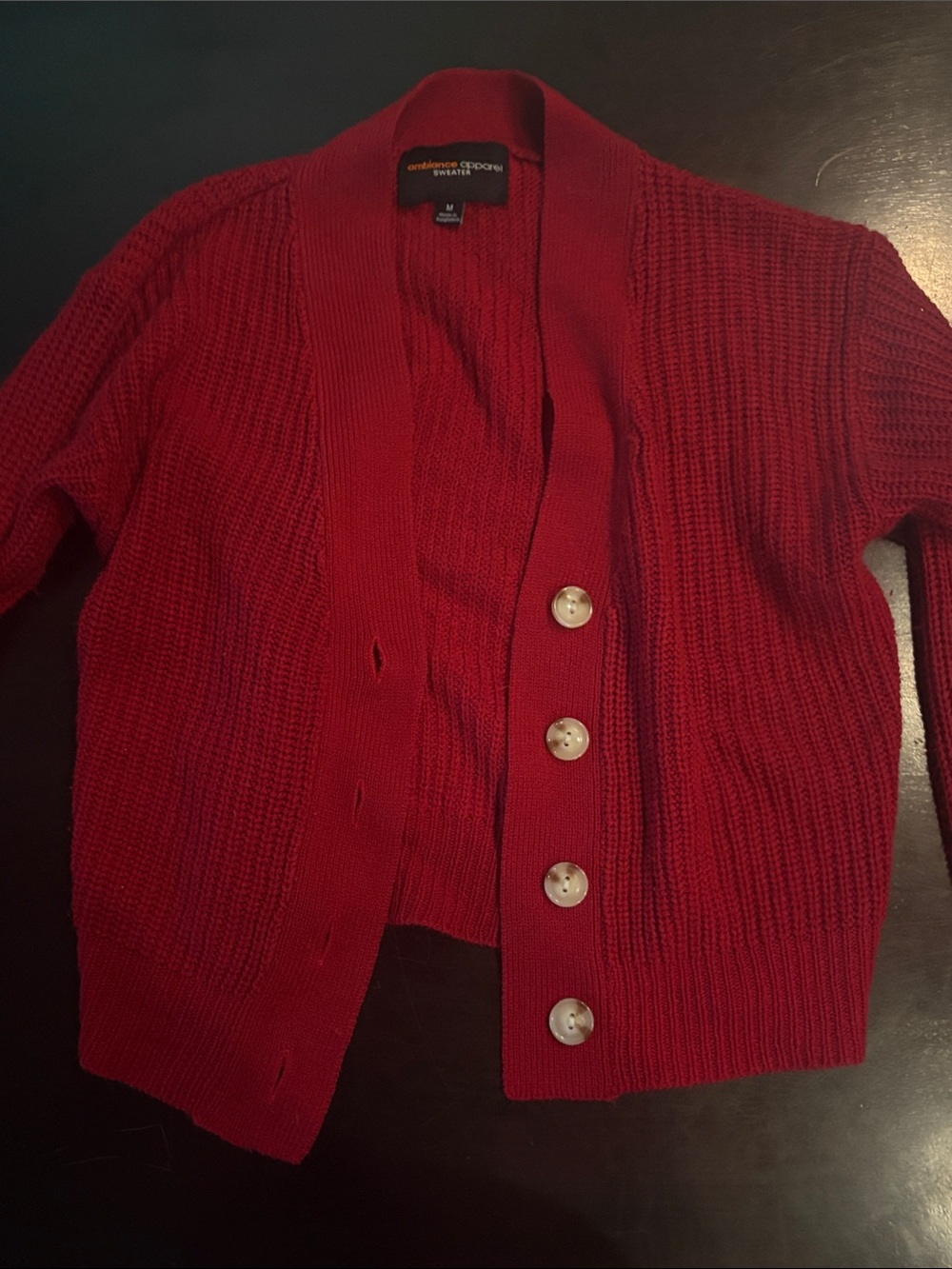 Ambiance Red Knit Button-Front Cardigan